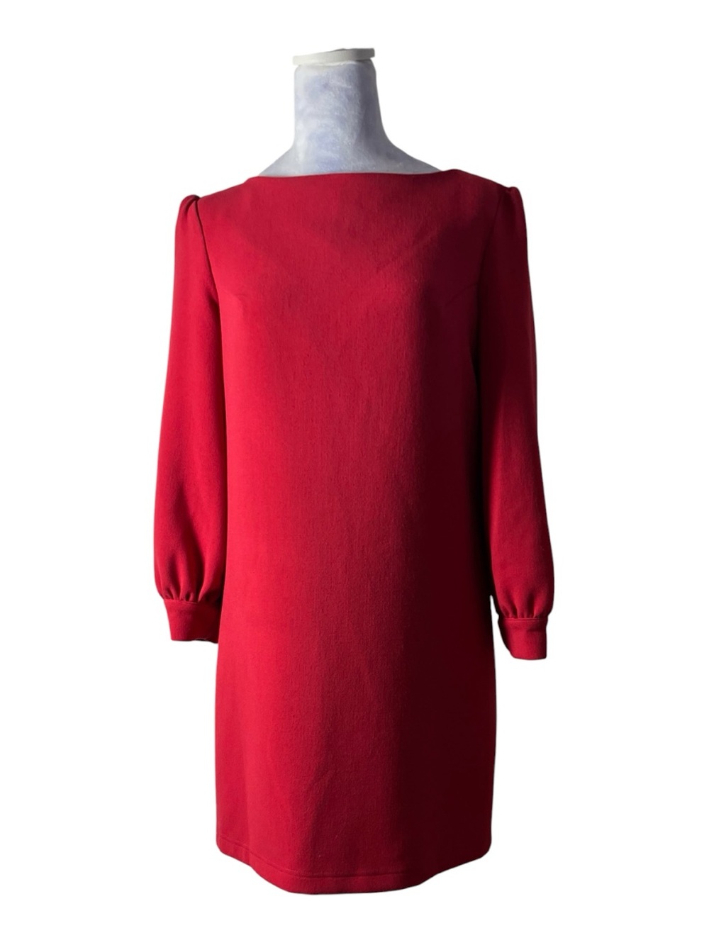 Vintage NAF NAF Red Long-Sleeve Boat Neck Shift Dress Sz 38